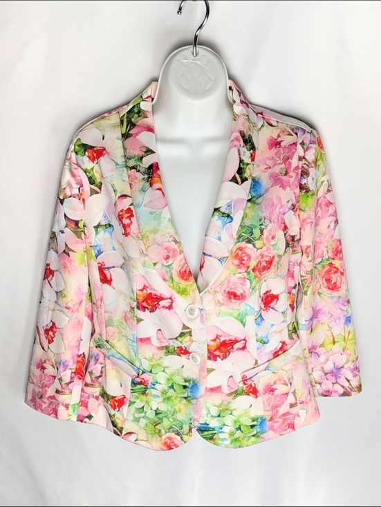 Joseph Ribkoff Jackets & Blazers - Joseph Ribkoff Floral Blazer 152645 Pastel 3/4 Sleeves Fitted Jacket Size 8